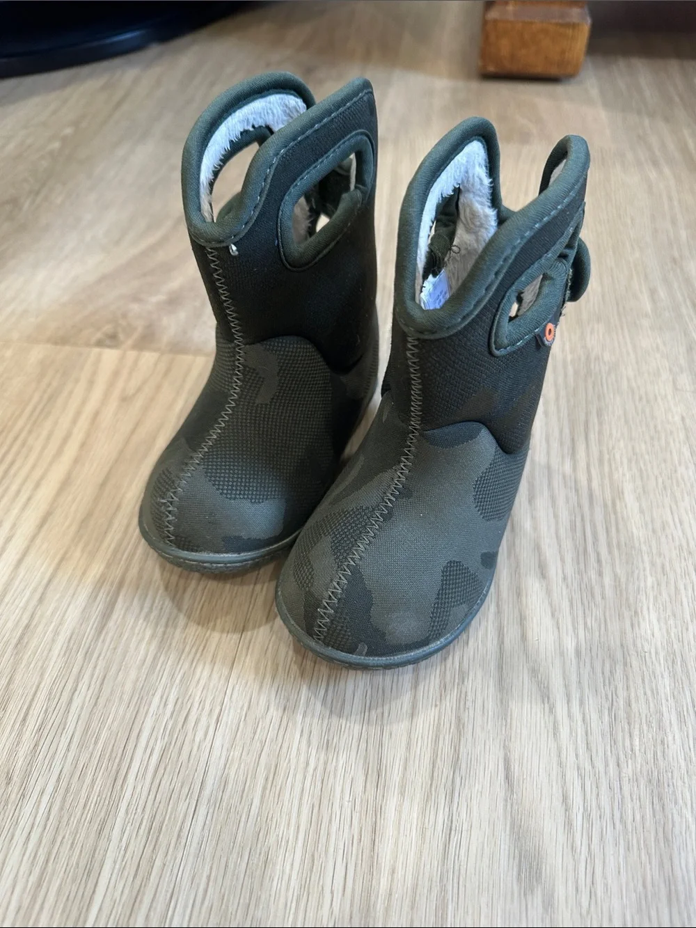 Bogs Olive Green Camo Lined Kids Pull-On Boots